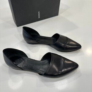 Vince Nina Black Leather Pointed Toe D'Orsay Flats - 8.5